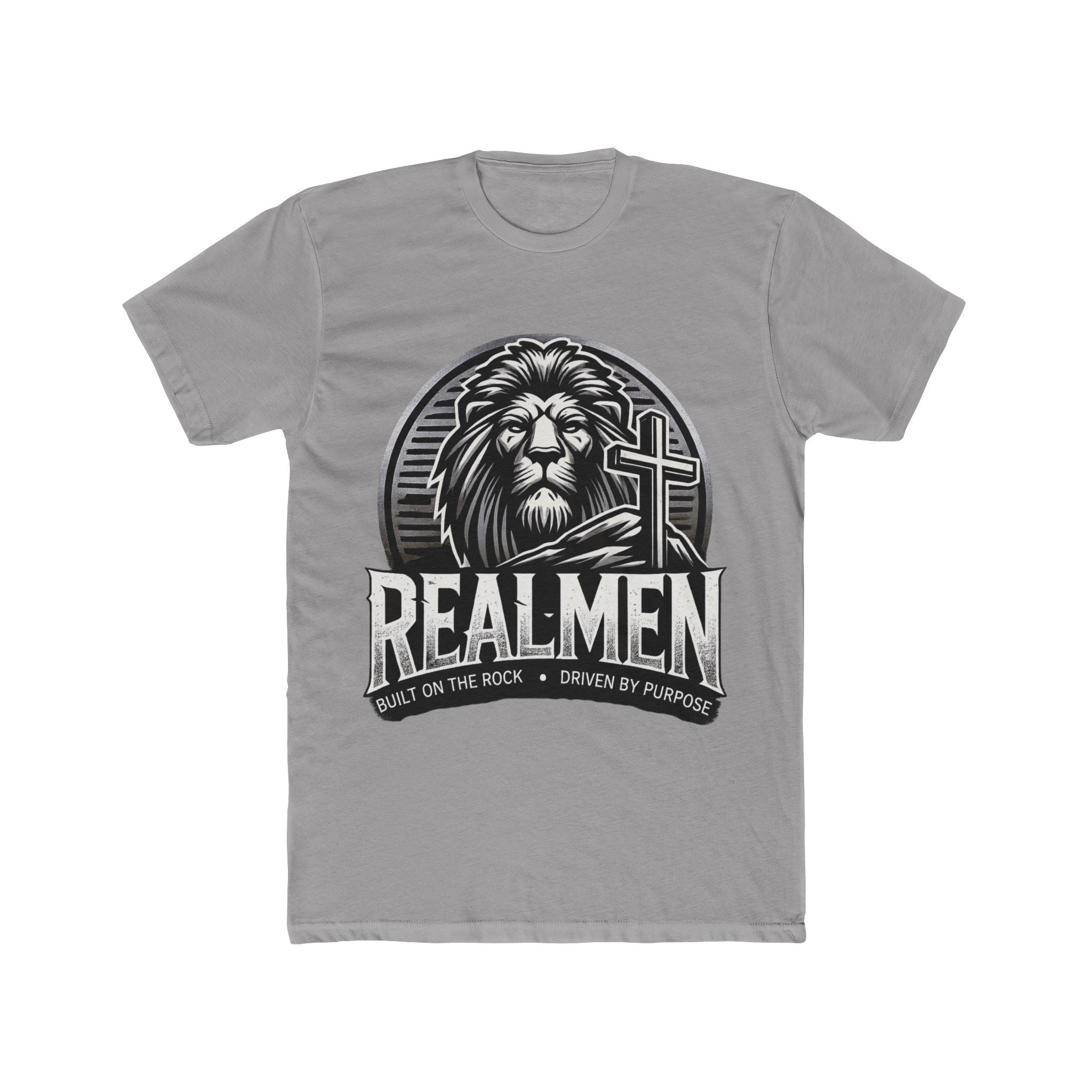 "Real Men" Lion Cross T-Shirt (front only)