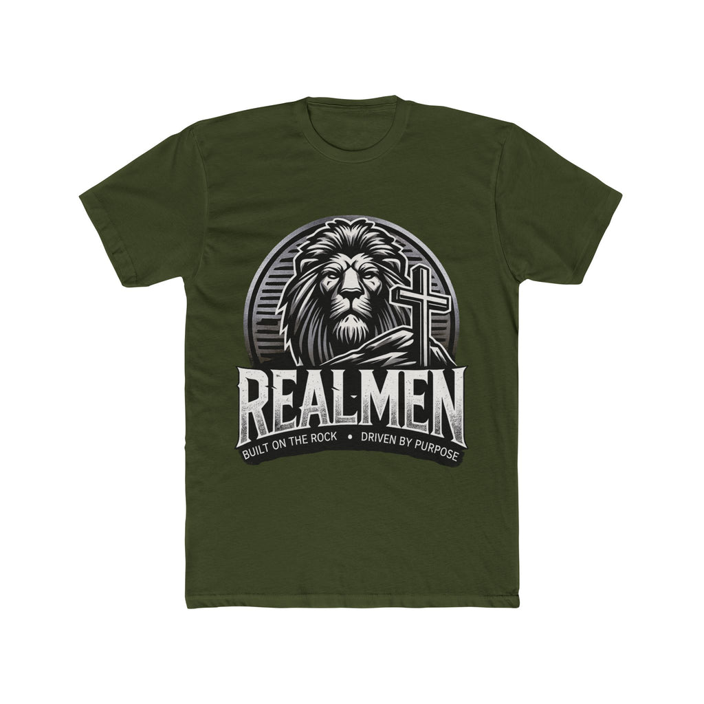 "Real Men" Lion Cross T-Shirt (front only)