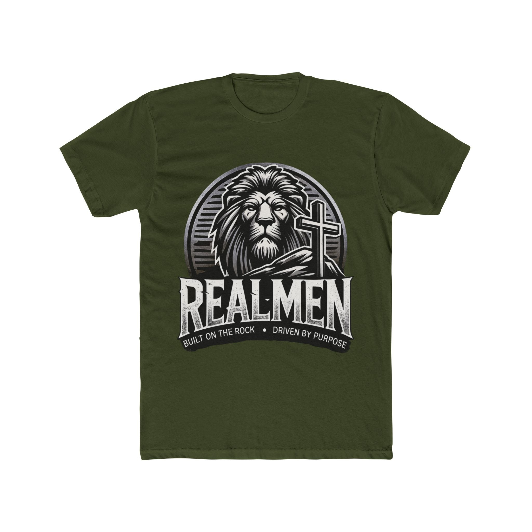 "Real Men" Lion Cross T-Shirt (front only)