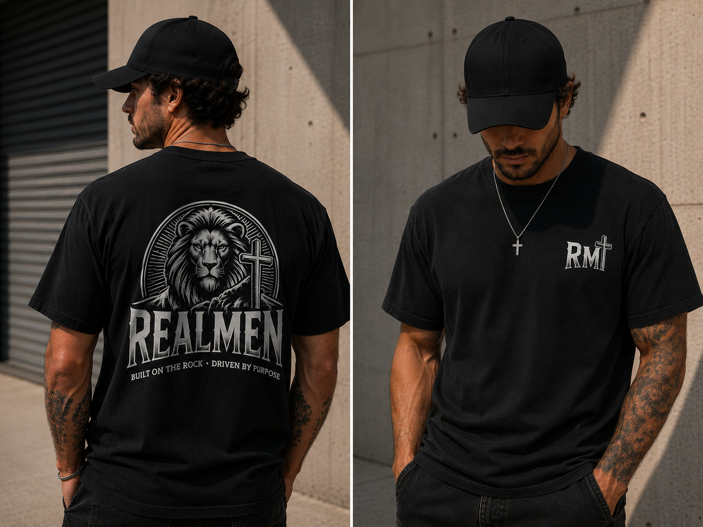 "Real Men" Lion Cross T-Shirt