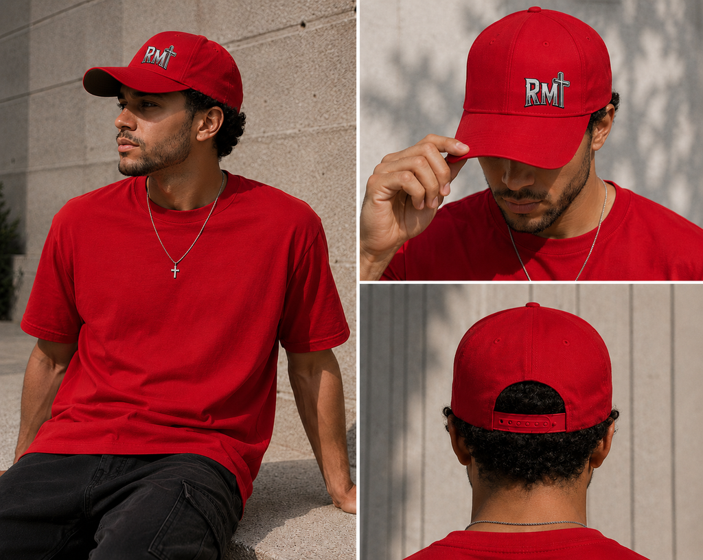"RM" Cross Logo Embroidered Low Profile Baseball Cap