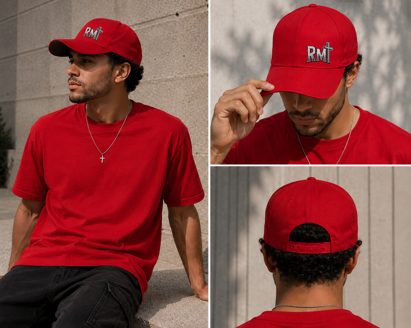 "RM" Cross Logo Embroidered Low Profile Baseball Cap