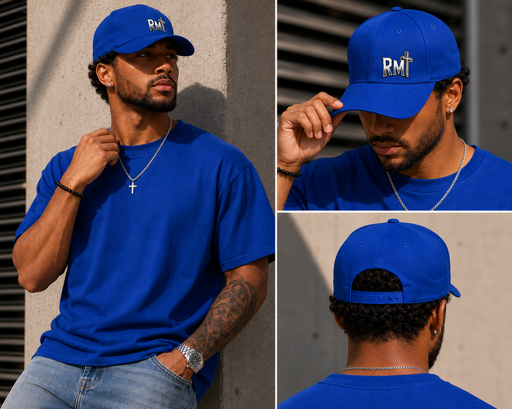 "RM" Cross Logo Embroidered Low Profile Baseball Cap