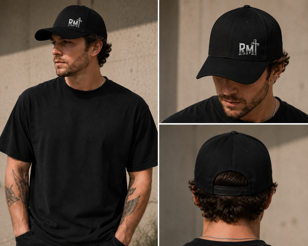 "RM" Cross Logo Embroidered Low Profile Baseball Cap