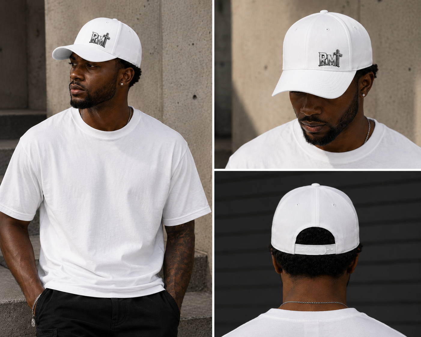 "RM" Cross Logo Embroidered Low Profile Baseball Cap