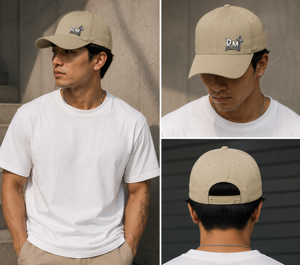 "RM" Cross Logo Embroidered Low Profile Baseball Cap