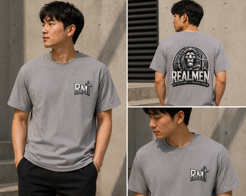 "Real Men" Lion Cross T-Shirt