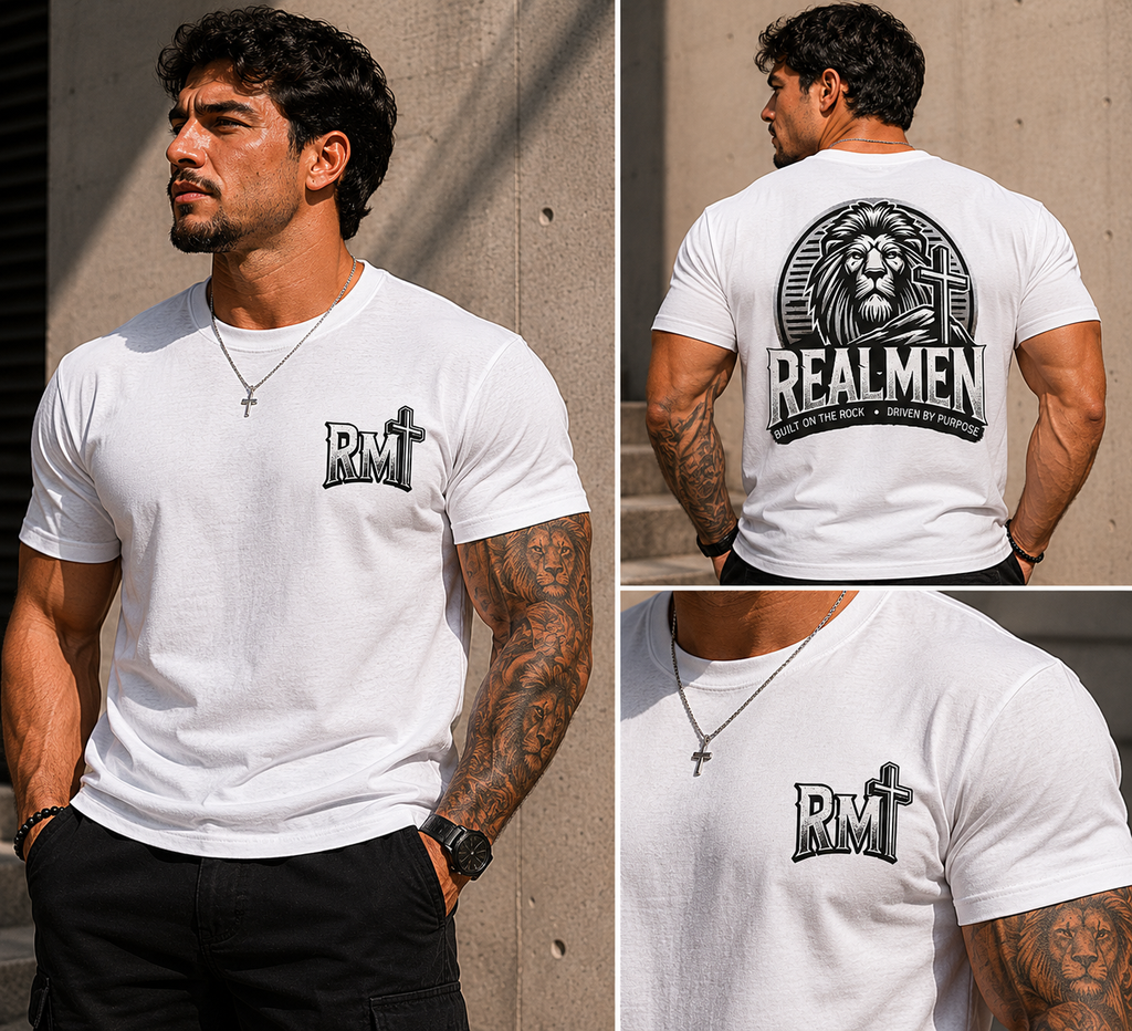 "Real Men" Lion Cross T-Shirt