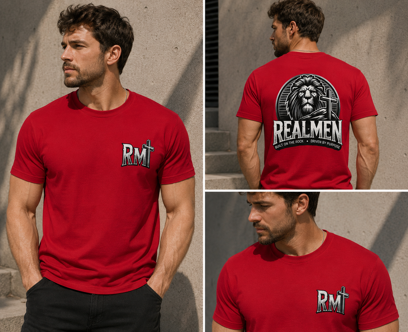 "Real Men" Lion Cross T-Shirt