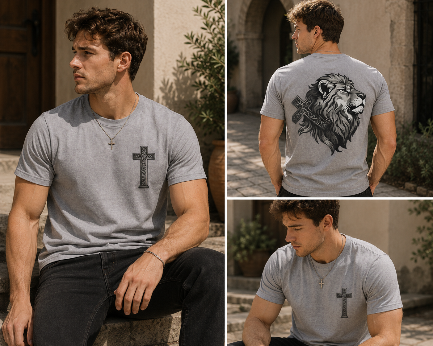 Lion & Cross Graphic T-Shirt