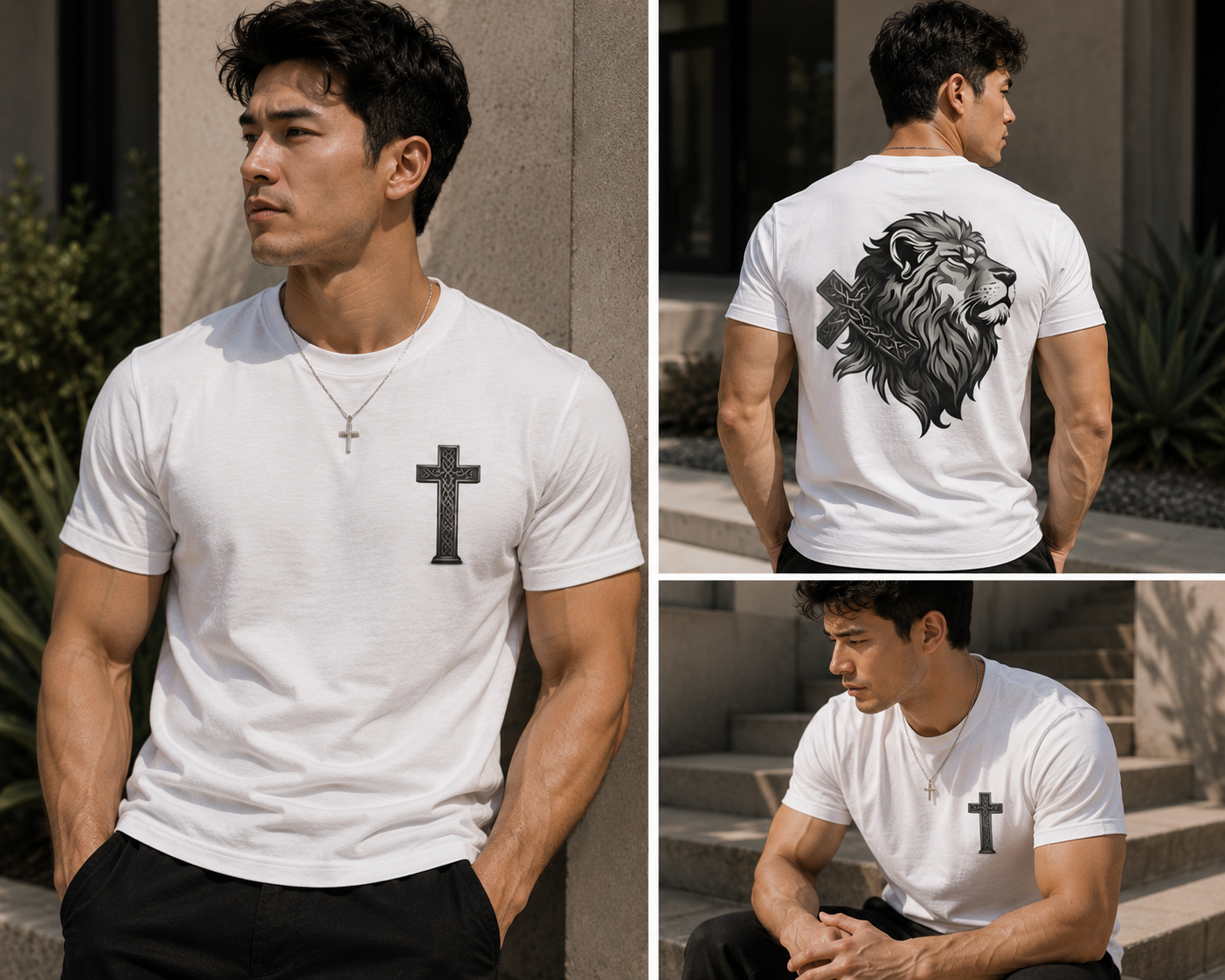 Lion & Cross Graphic T-Shirt