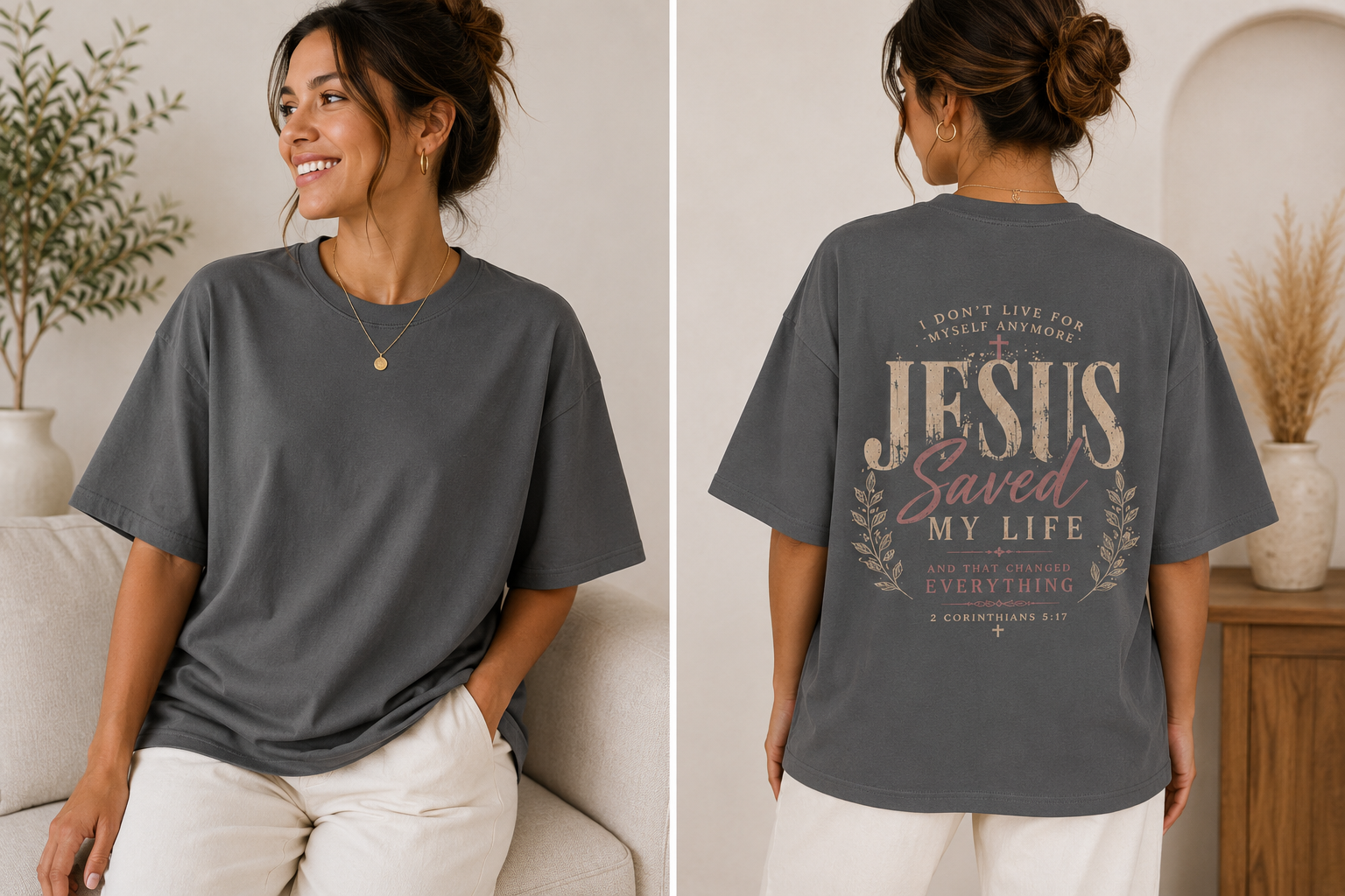 "Jesus Saved my Life" Oversized T-Shirt