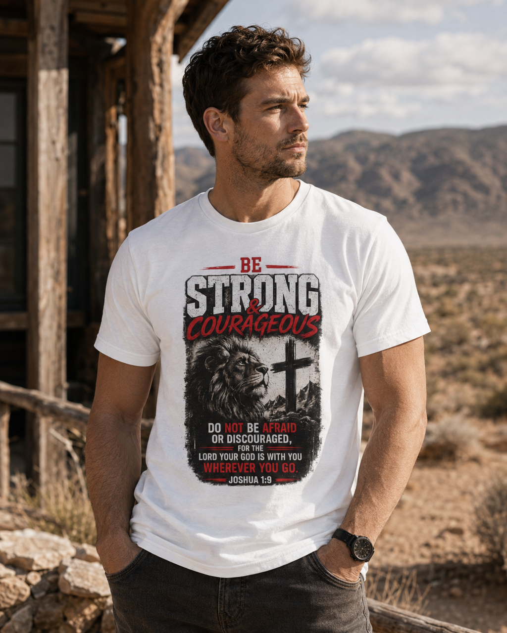 "Be Strong & Courageous" Lion T-Shirt