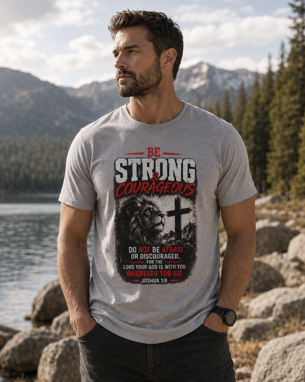 "Be Strong & Courageous" Lion T-Shirt