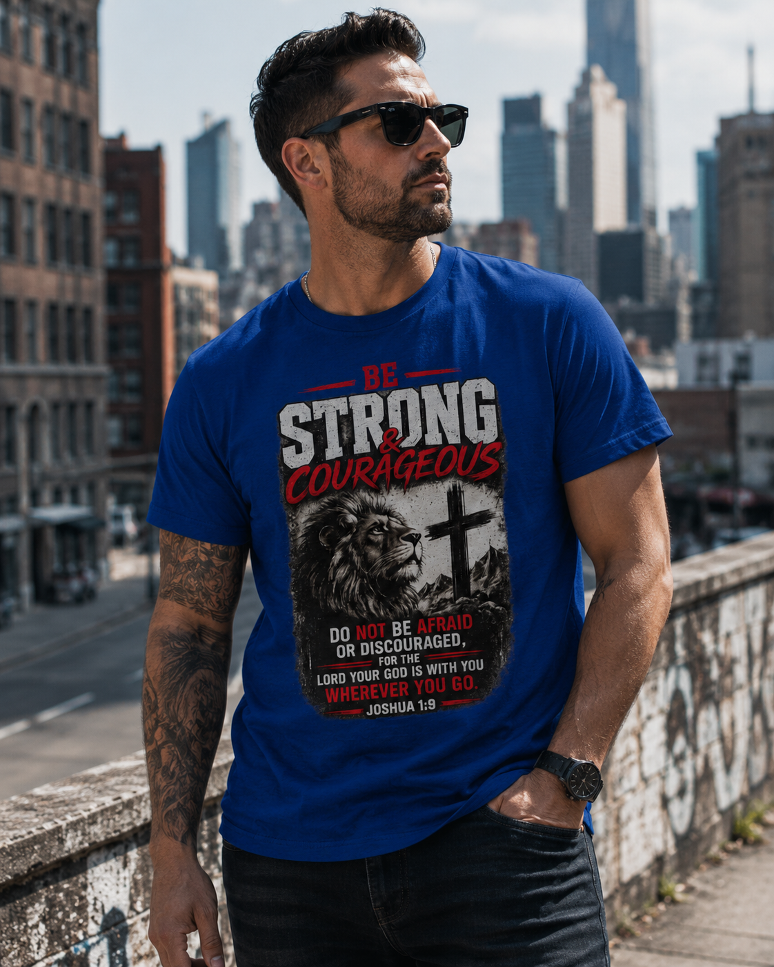 "Be Strong & Courageous" Lion T-Shirt