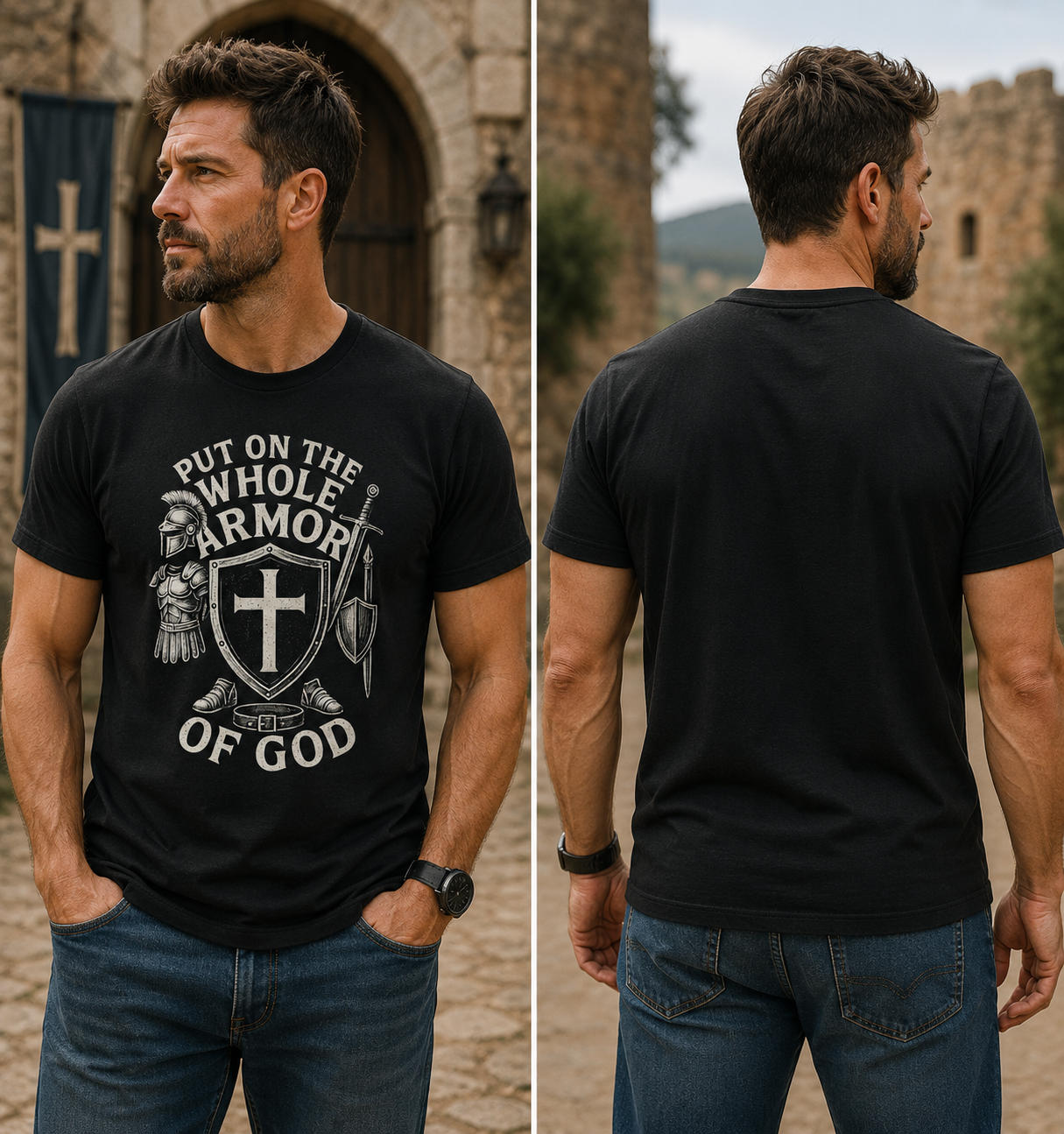 Armor of God T-Shirt | Put On The Whole Armor, Ephesians 6:11 Christian Tee